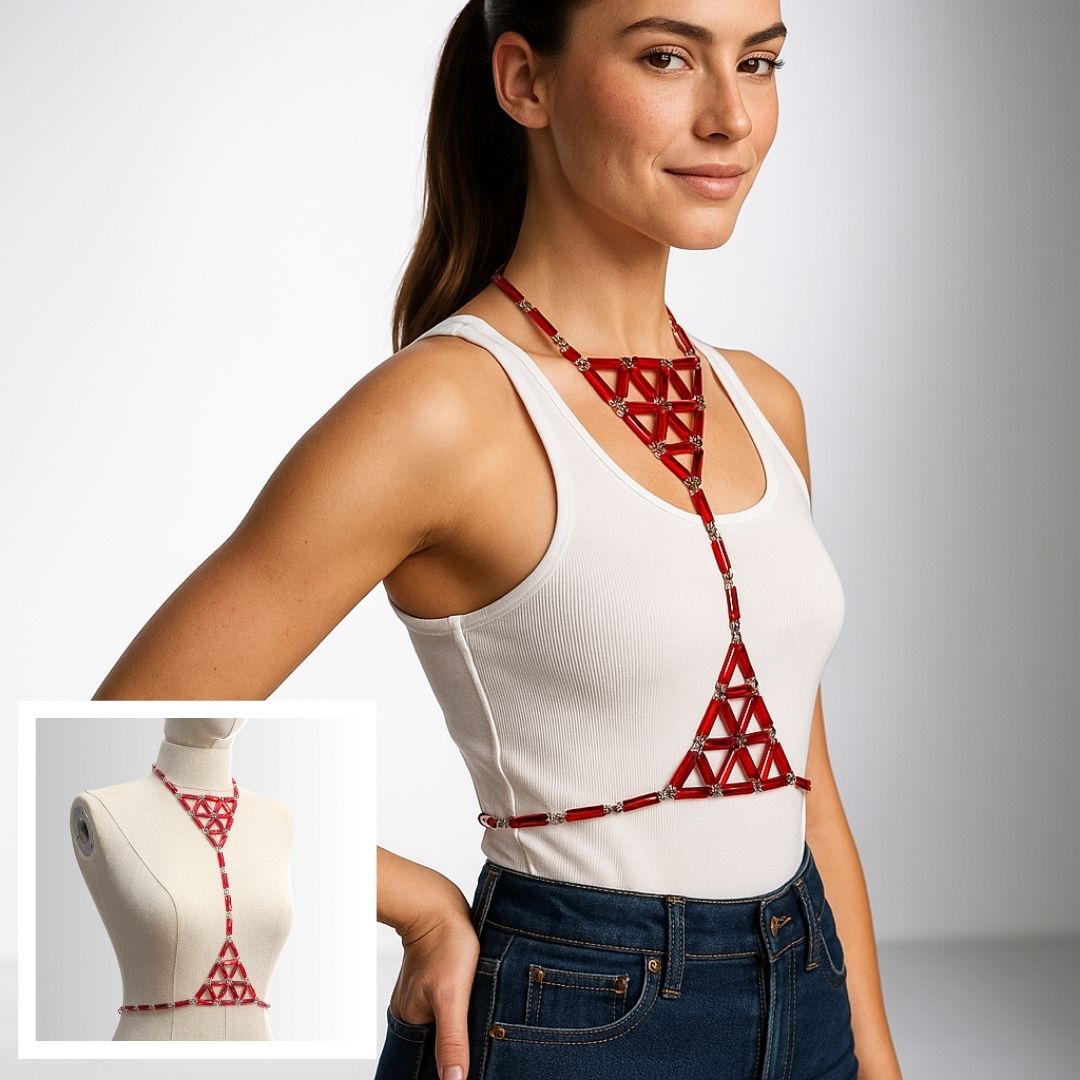 Akrilik Kristal Dikey Vücut Kolyesi