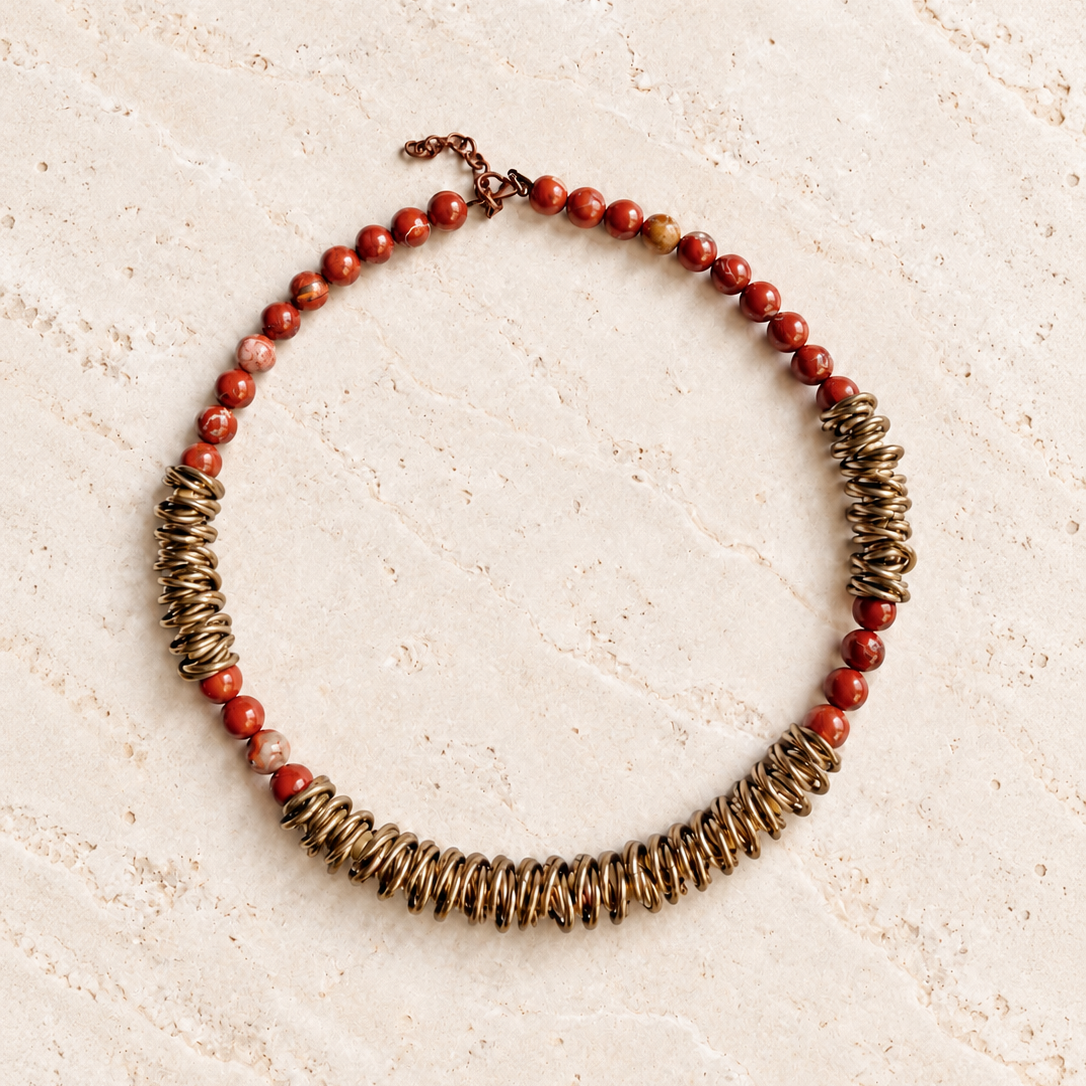 Kırmızı Jasper Taşlı Mobius Kolye · DJE088