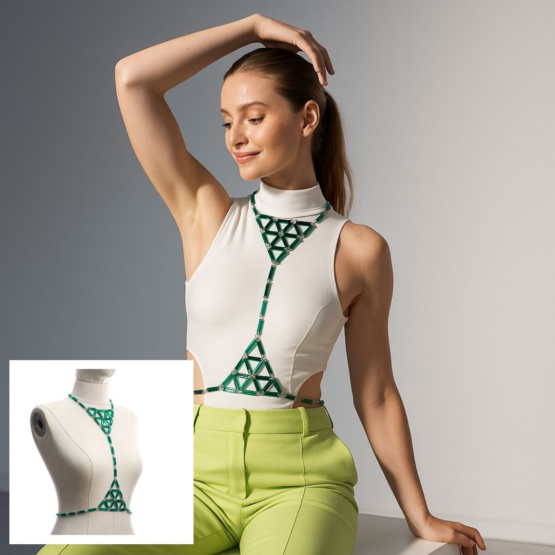 Akrilik Kristal Dikey Vücut Kolyesi