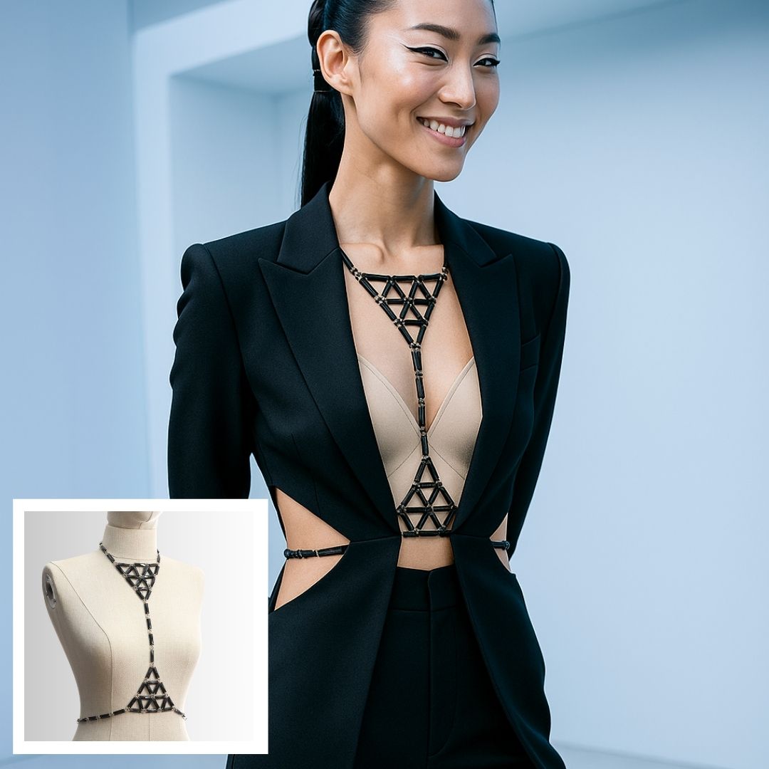 Akrilik Kristal Dikey Vücut Kolyesi