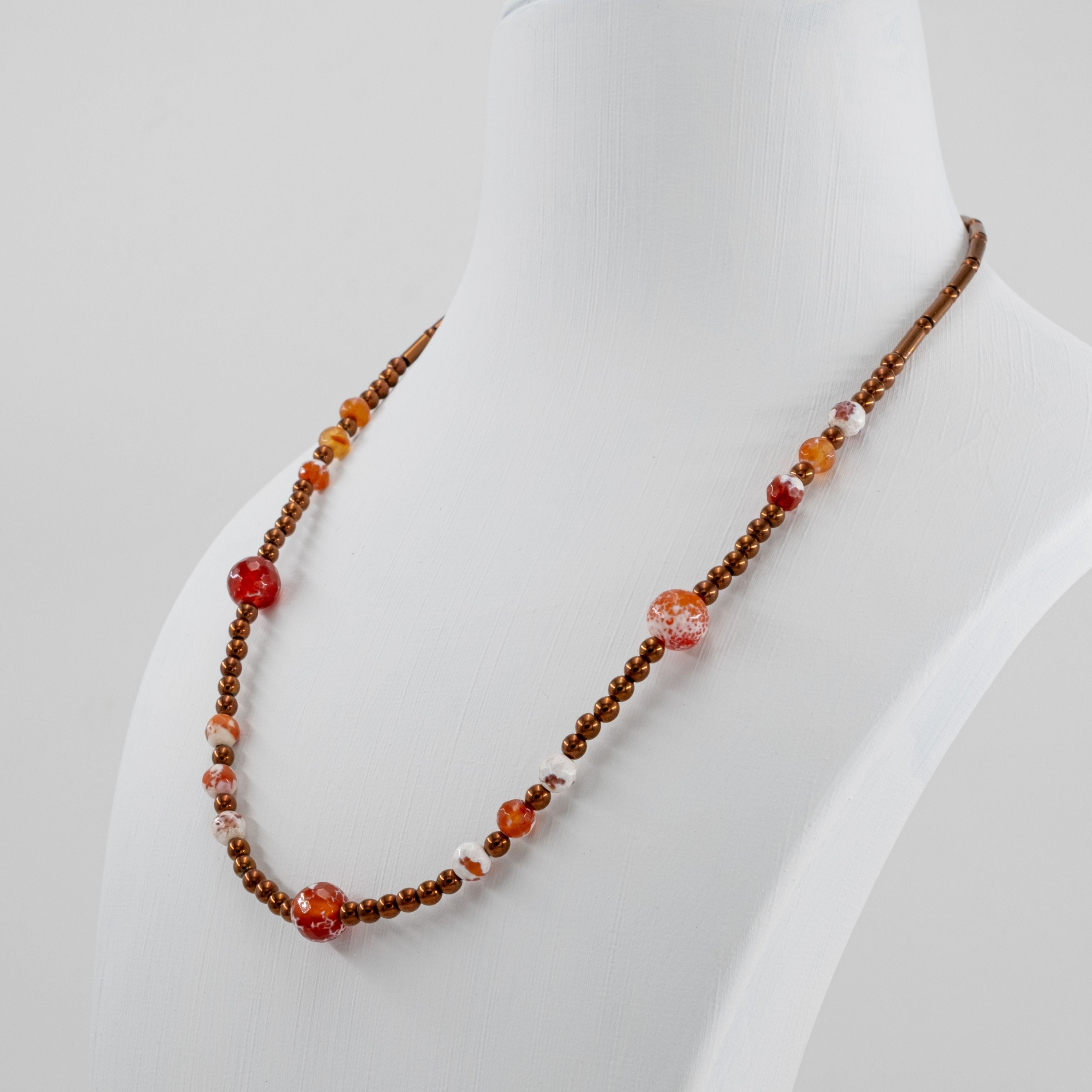 Akik ve Hematit Detaylı Minimal Kolye