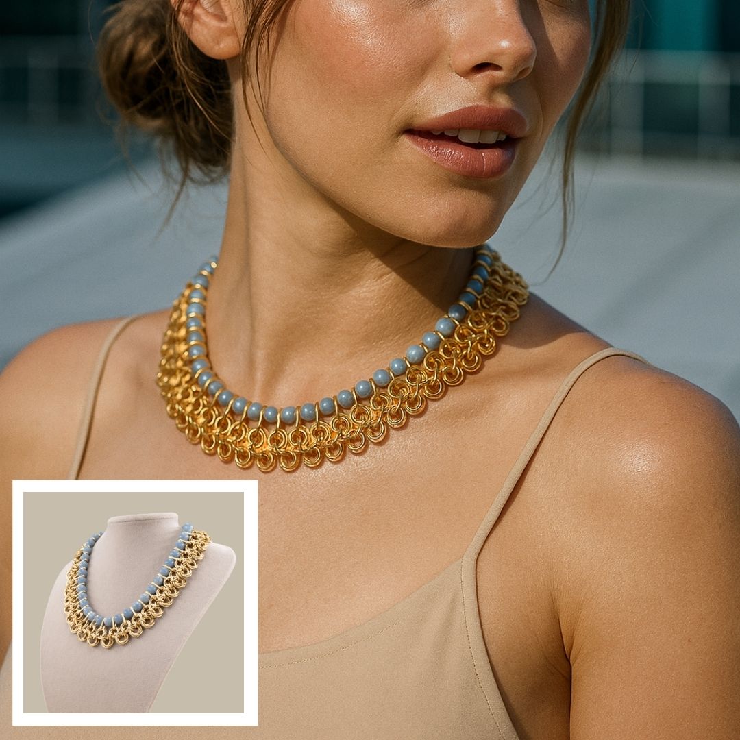 Örgü Zırh ve Ay Taşı Detaylı Kolye