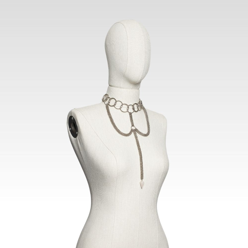 Y Formlu Örgü Zırh Choker Kolye