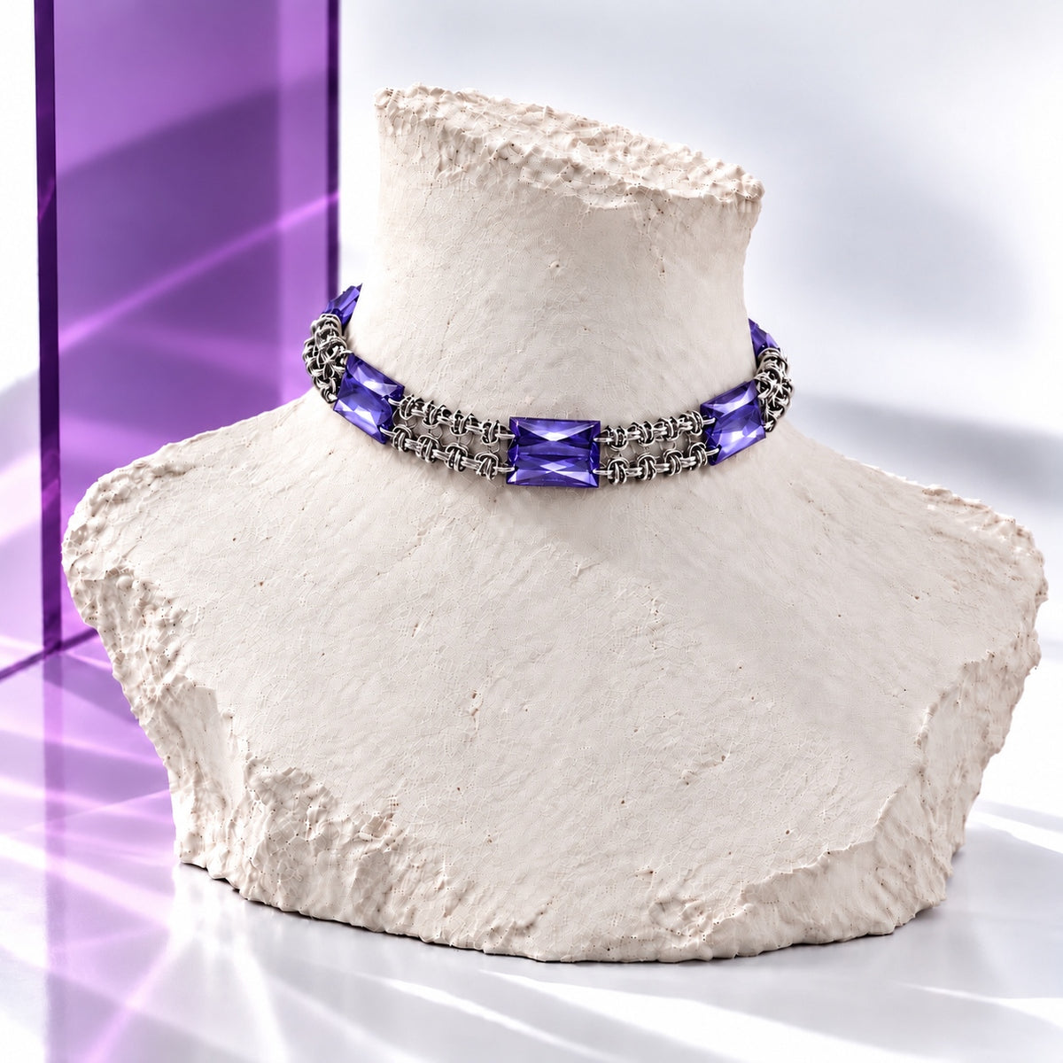 Akrilik Kristal Zırh Örgü Choker - Yeşil · DJE084