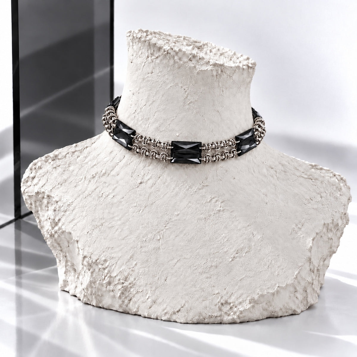 Akrilik Kristal Zırh Örgü Choker - Bal Rengi · DJE083