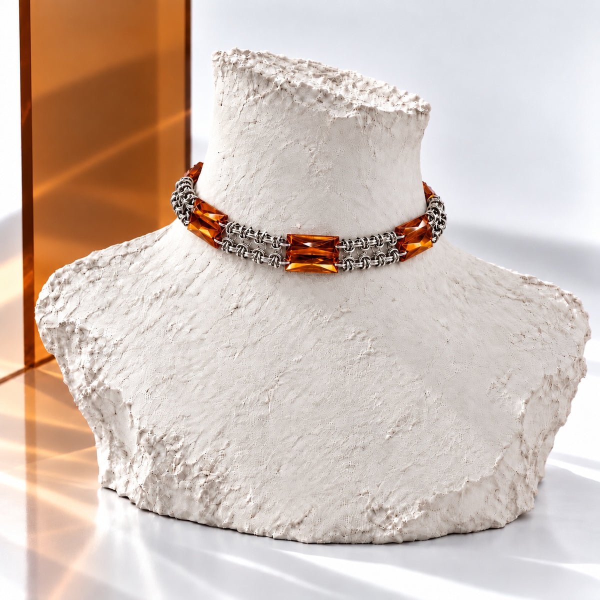 Akrilik Kristal Zırh Örgü Choker - Turkuaz · DJE082