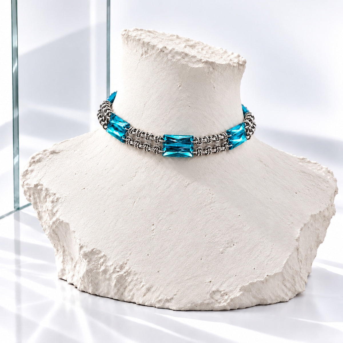 Akrilik Kristal Zırh Örgü Choker - Yeşil · DJE084