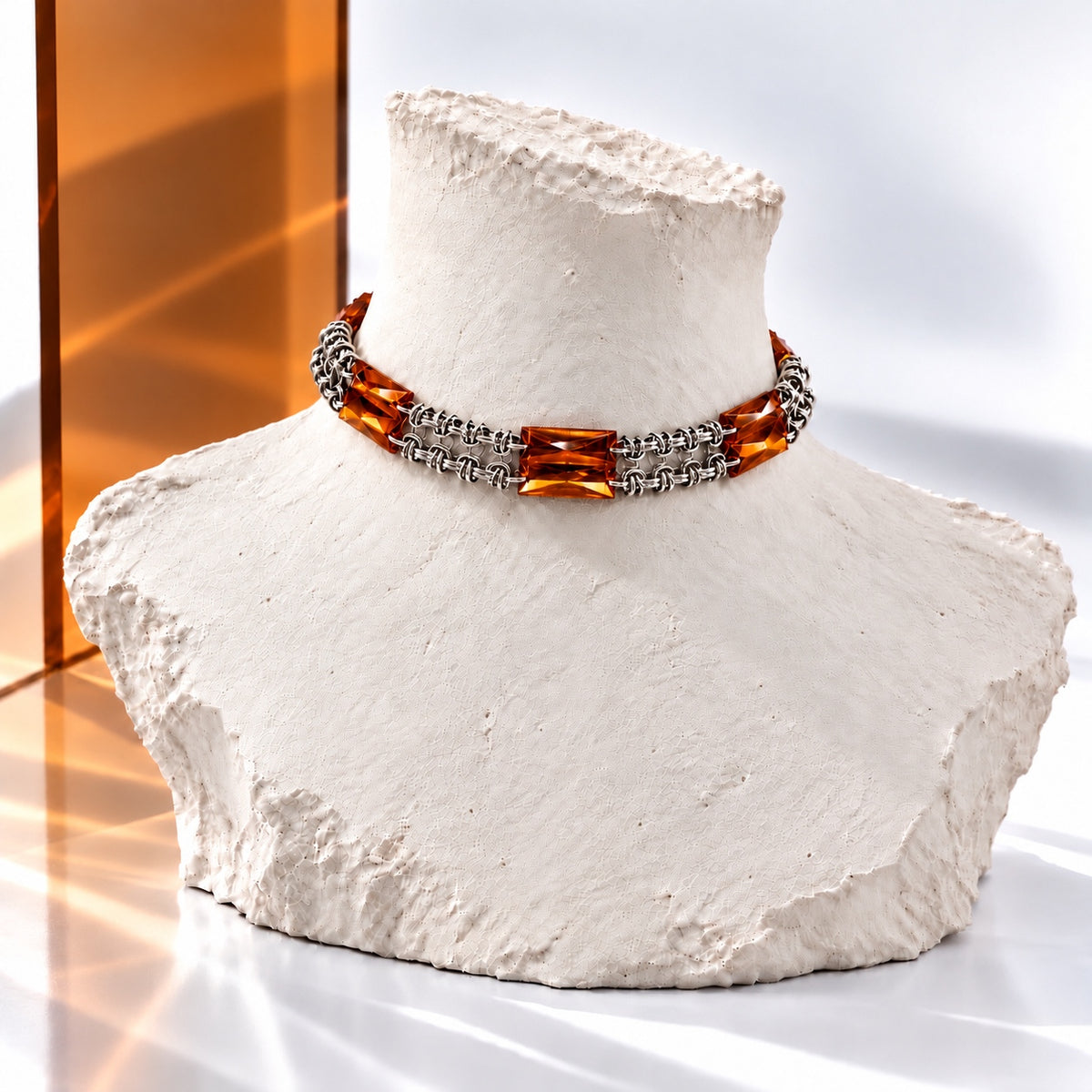 Akrilik Kristal Zırh Örgü Choker Kırmızı · DJE079