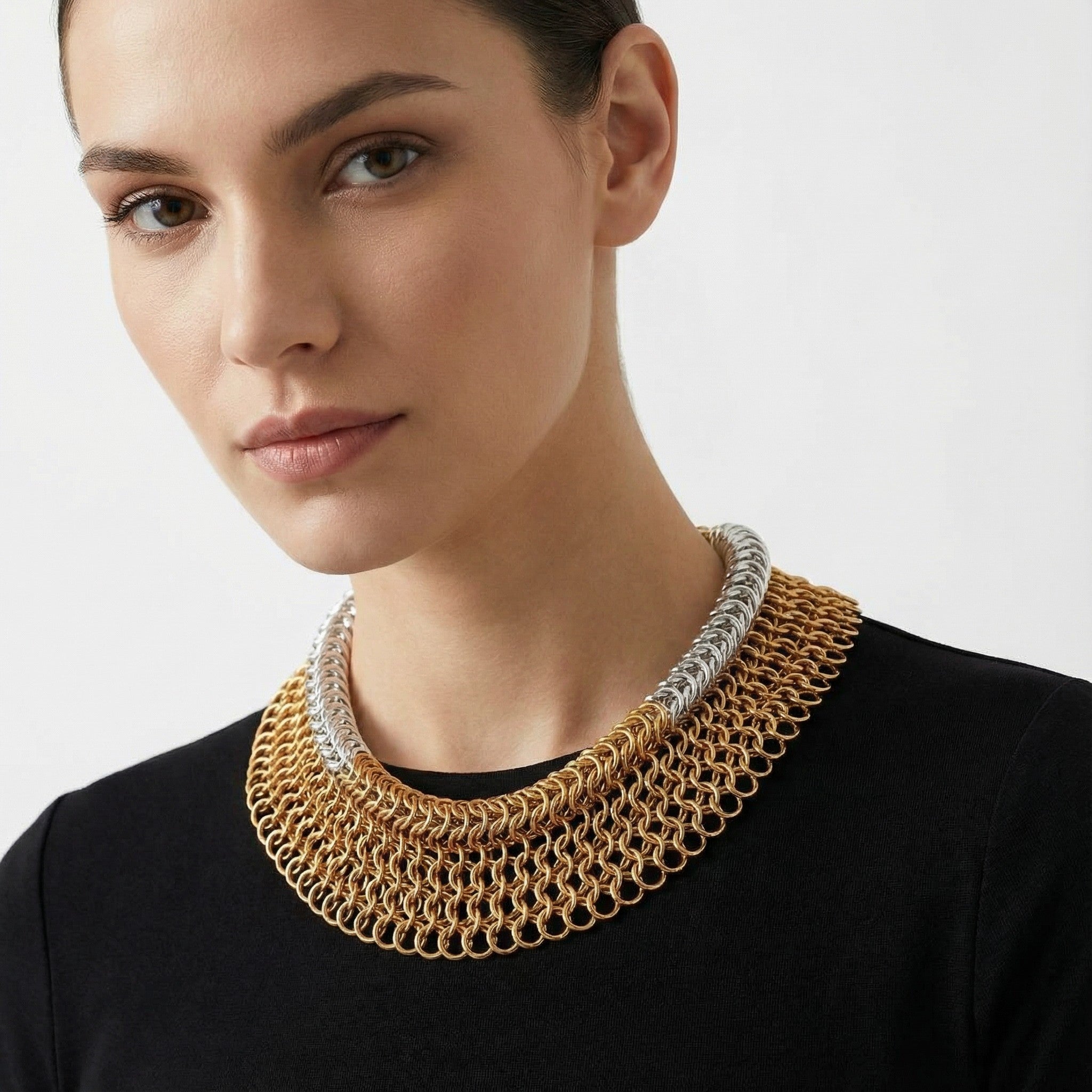 Örgü Zırh Kolye - Bronz/Silver